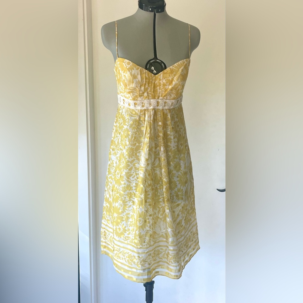 Shoshanna Silk Empire Waist Floral midi, Yellow Floral, 0, like new - Picture 2 of 12